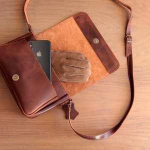 LEATHER PURSE SMALL Sofia cross body bag full grain leather with adjustable strap shoulder bag or crossbody bag image 2