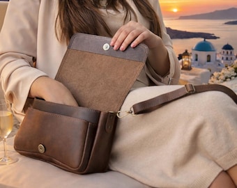 Sac à bandoulière en cuir Sofia marron foncé