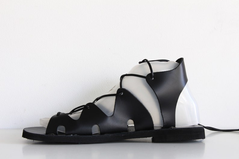 KYMA GLADIATOR SANDALS leather black sandals tie up sandals knee high