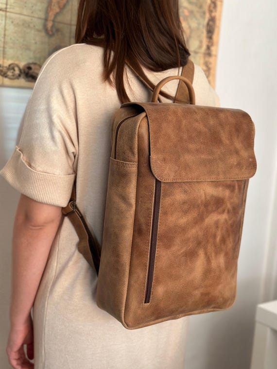 Pure leather backpack sale