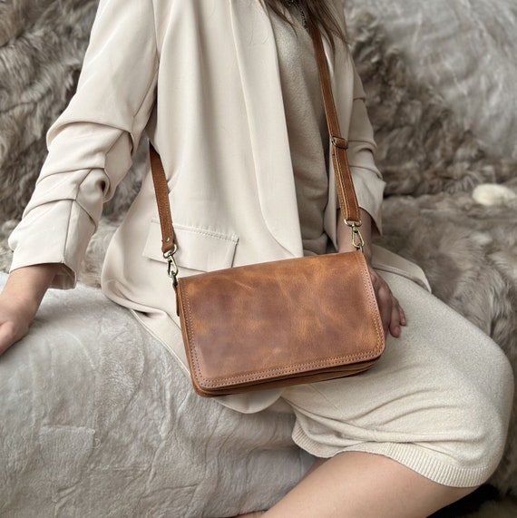 Women Handbag Designer Vegan Leather Hobo Handbags Shoulder Bucket  Crossbody Purse, Color - brown