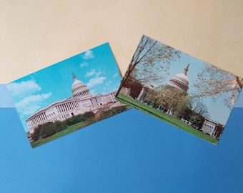 United States Capitol - Set of two antique postcards from 1960es with original stamps