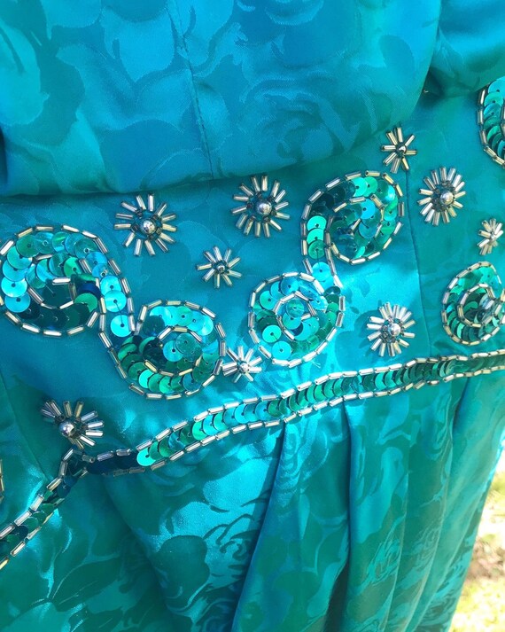 Vintage Turquoise Silk Dress - image 3