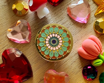 Patterns Colors Flowers - Floral Mandala - Logo Pin - Hard Enamel - Rainbow - Flower - Floral - Color - Brooch - Badge - Accessories - Art