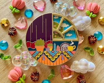 Four Seasons - Hard Enamel Pin - Lapel Pin - Spinning Pin - Spinner - Winter - Spring - Autumn - Fall - Winter - Weather - Cozy - Gift