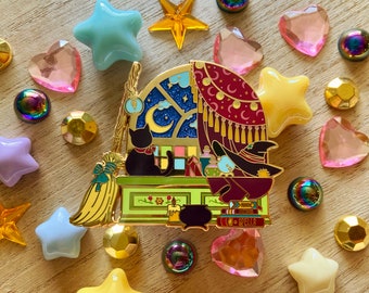 Witch’s Window - Hard Enamel Pin - Lapel Pin - Magic - Familiar - Black Cat - Accessories - Art - Witchcraft - Large - Glitter