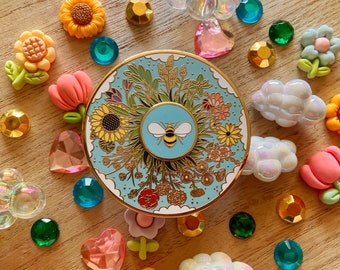 Busy Bee - Hard Enamel Pin - Spinner - Lapel Pin - Brooch - Floral - Nature - Accessories - Art - Jumbo - Large - Save the Bees - Flowers