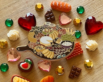 Deluxe Charcuterie - Cheese Board - Large - Hard Enamel Pin - Fruits - Veggies - Crackers - Chocolate - Snacks - Meats - Fancy Food