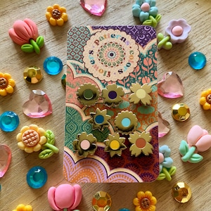 8-Piece Mini Floral Board Filler Pin Set - Hard Enamel - Flowers - Accessories - Badge - Art - Lapel Pin - Colors - Small - 1/2 inch - Tiny