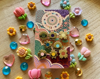 8-Piece Mini Floral Board Filler Pin Set - Hard Enamel - Flowers - Accessories - Badge - Art - Lapel Pin - Colors - Small - 1/2 inch - Tiny