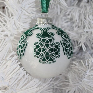 St Patrick's day Celtic Irish cross glass tree ornament