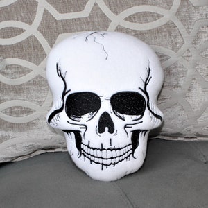 Goth skull Halloween plush skeleton pillow Day of the dead