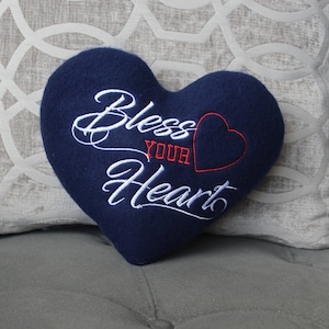 Fourth of July USA Bless your heart plush pillow 7x9&quot;  Independence day decoration or décor Red white and blue