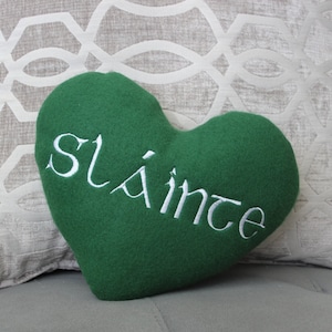 St Patrick's day Irish Slainte heart green and white Irish blessing decor 7"x9"  decorative pillow