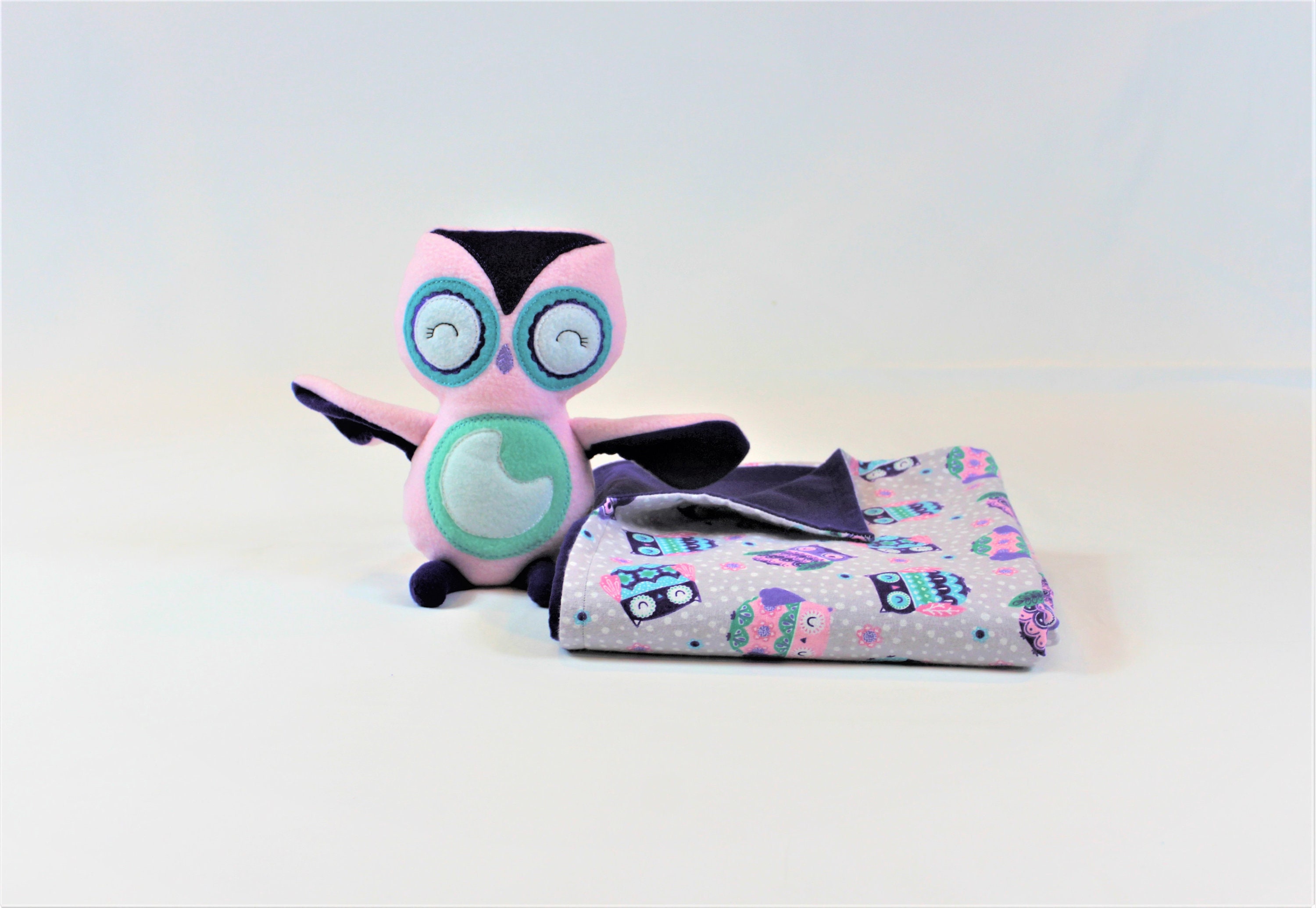 Owl Flannel Baby Blanket & Plush Set: Woodland Nursery Decor