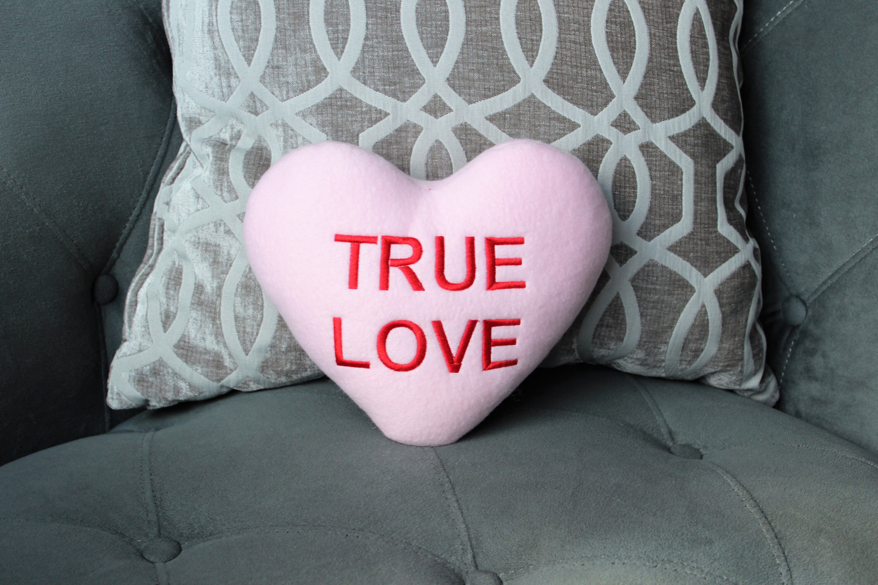 Pink love pillow deals