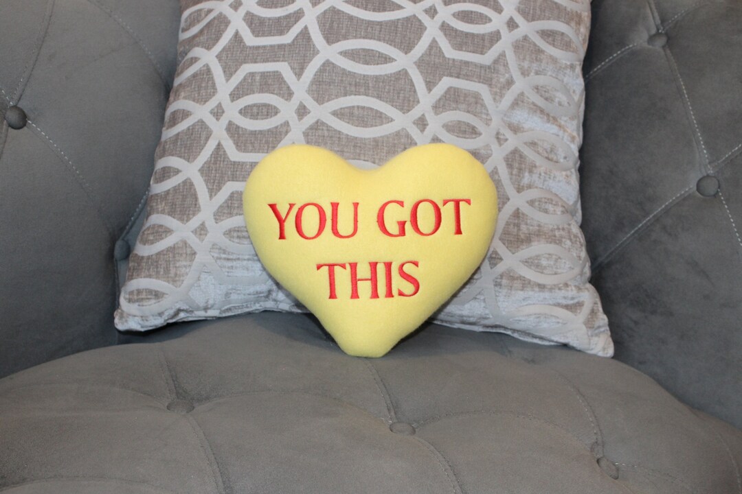 Valentine You Got This Heart Plush Pillow 7x9 Embroidered Sofa Couch