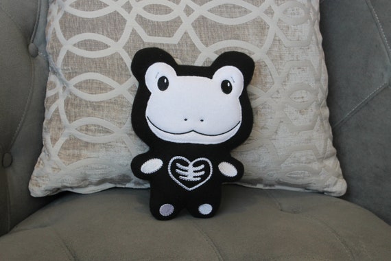 Goth Baby Halloween Black 9 Skeleton Frog Plush Pillow Stuffed