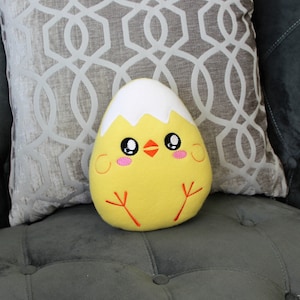Easter egg plush spring egg shaped pillow, 9x7&quot; baby toddler toy, Easter sofa couch decoration decor, Chicken and egg hatching head