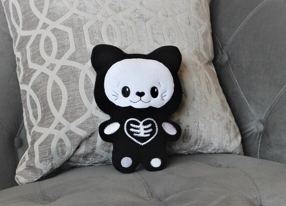 black cat plush pillow