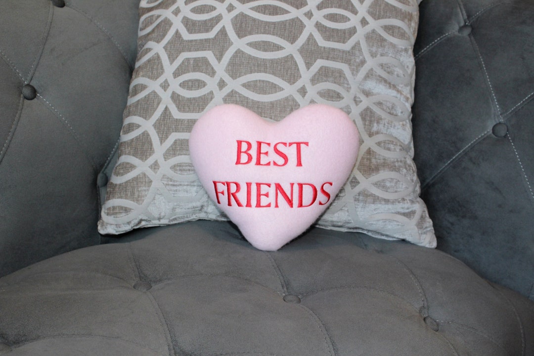 Valentine Best Friends Heart Plush Pillow 7x9