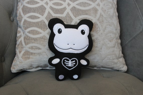 Goth Baby Halloween Black 9 Skeleton Frog Plush Pillow Stuffed