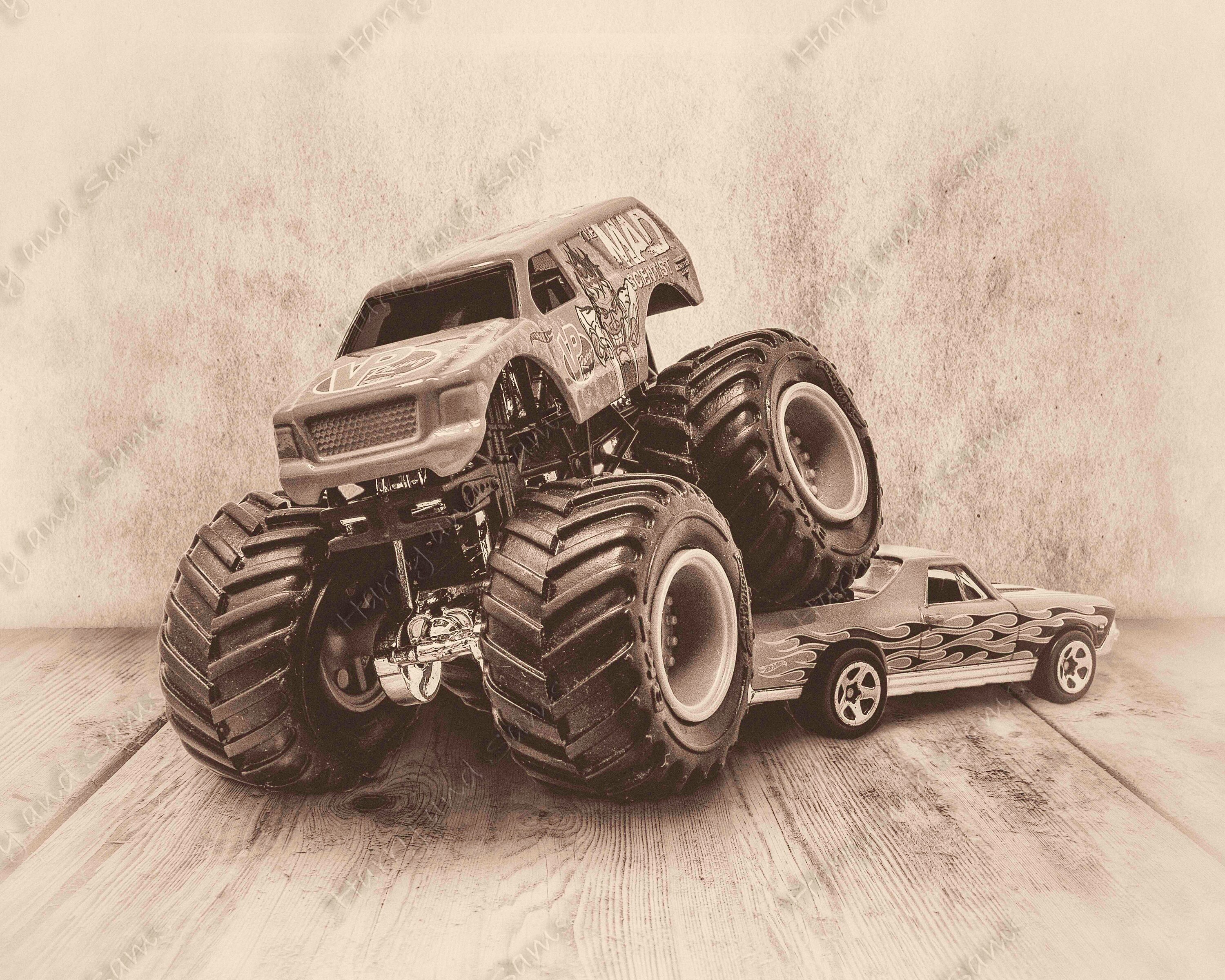 Monster Truck Wall Art Art Monster Truck Themed Room Decor Etsy