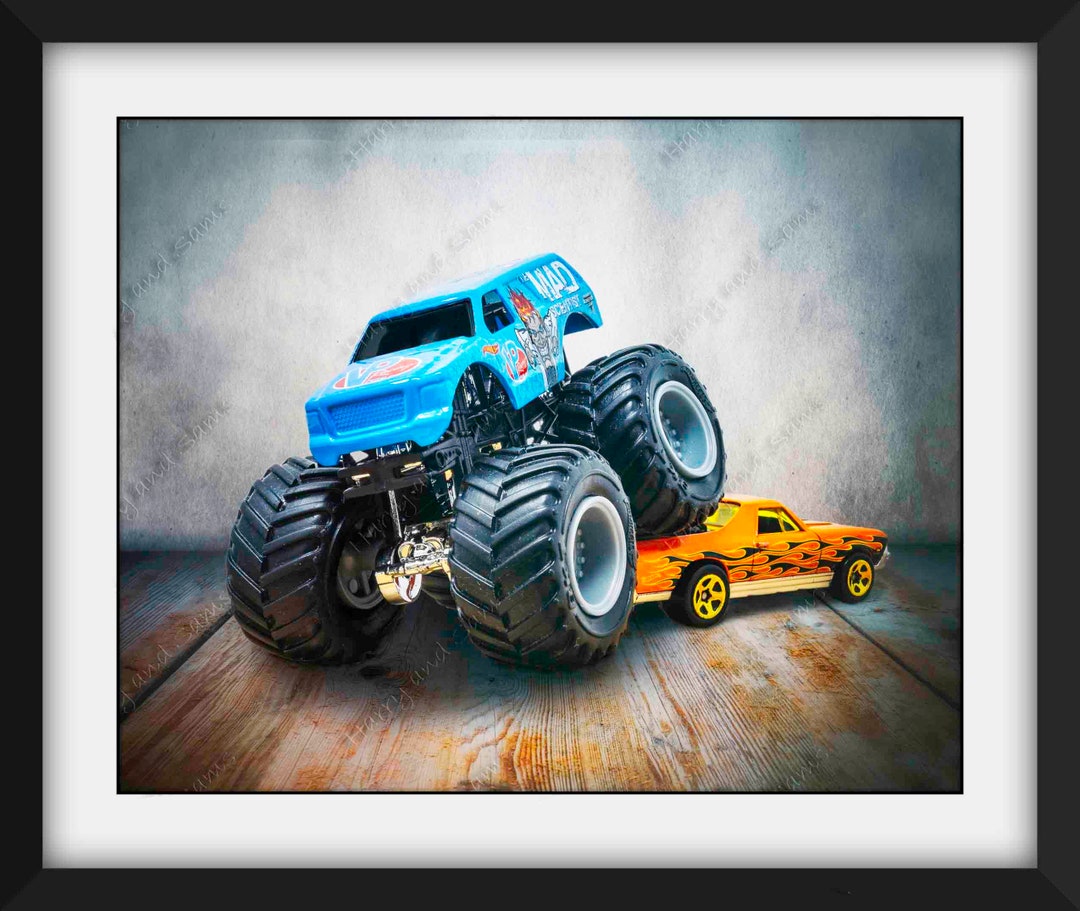 Monster Truck Wall Art Art Monster Truck Themed Room Decor Etsy