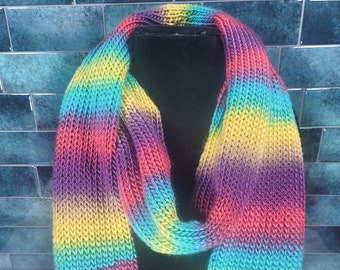 RAINBOW WINTER SCARF - Pink, Purple, Aqua, Green, and Yellow