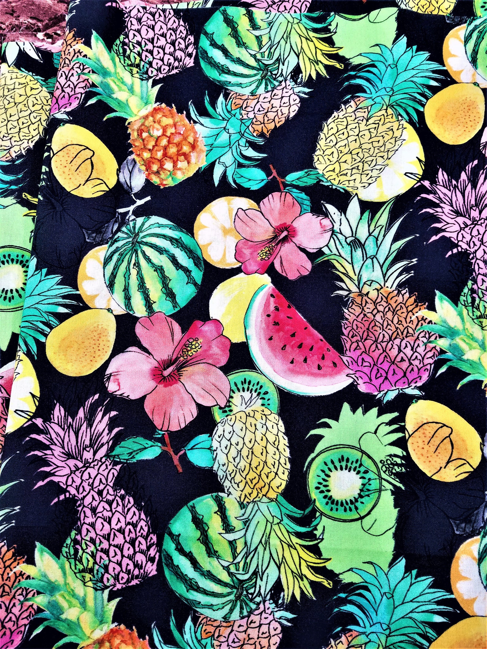 Tropical Fruits Print Cotton Woven Fabric 60 wide | Etsy