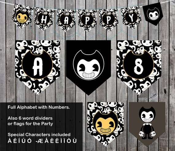 Bendy And The Ink Machine Banner FULL Alphabet Numbers and | Etsy