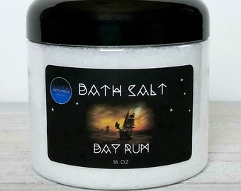 Bath Salt epsom salt Bay Rum scented 16 oz jar