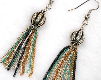 Multi-Color Chain Tassel Earrings | Tassel Earrings | Casual Earrings | Boho Earrings | Birthday Gift | Gift for Friend | Unique Jewelry