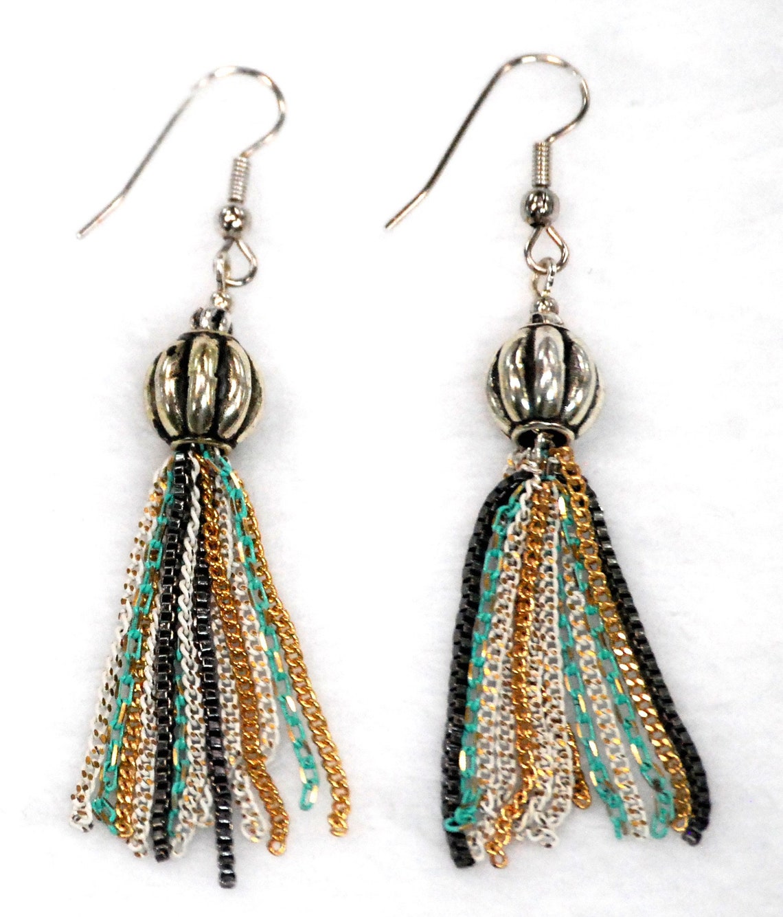 Multicolor Chain Tassel Earrings Tassel Earrings Casual Etsy