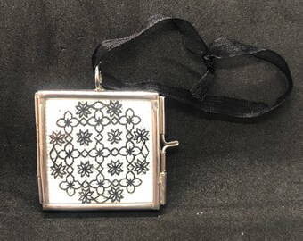 Blackwork glass ornament