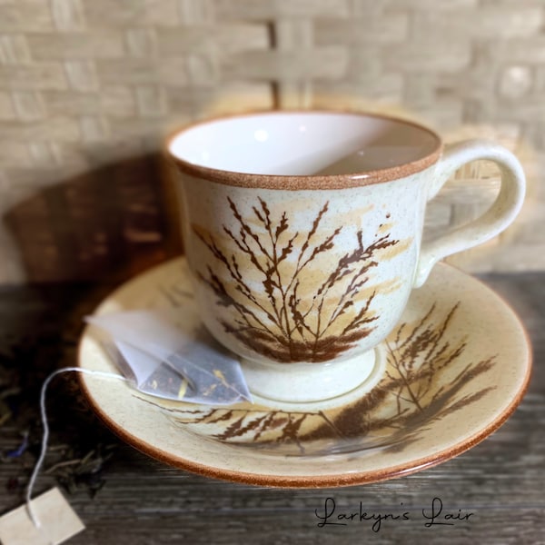 You've Been Poisoned Tea Cup & Saucer Set Mikasa Dune Grass Skulls Gothic Horror Insult Vintage