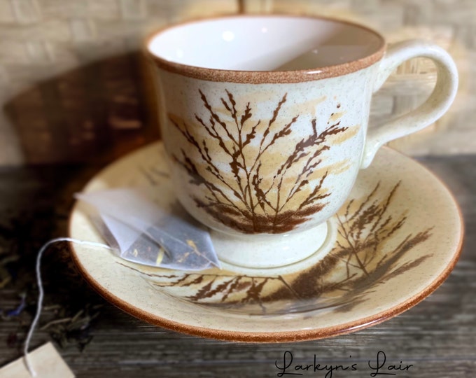 You've Been Poisoned Tea Cup & Saucer Set Mikasa Dune Grass Skulls Gothic Horror Insult Vintage