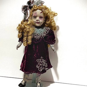 Horror Art Doll OOAK Resculpt Repaint Little Girl Dimples Zombie Creepy Dolls Gothic Haunted Victorian
