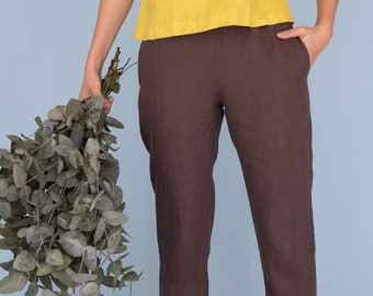 Leinen Hosen, Leinen-Capri-Hosen, Regular fit Leinen Hose, Leinen Hose schlanke Passform, gewaschen und weiche Leinen Hosen für Frauen, Geschenk für Sie