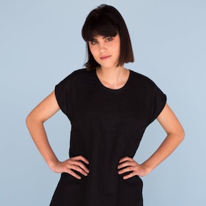 Linen top, Washed linen shirt, Black linen summer tunic, Linen top for women, Flax top, Women's shirt, White linen t shirt, Loose fit blouse