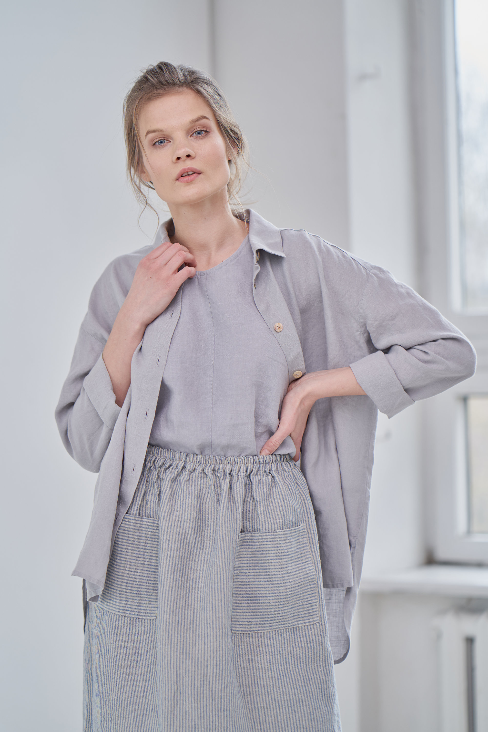 Soft Linen Skirt with Elastic Waist main image 1