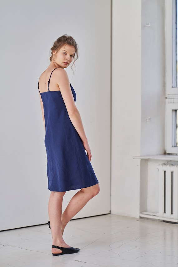 Linen cami dress Linen summer dress Linen shift dress Simple linen dress linen slip dress Linen beach dress Linen camisole dress