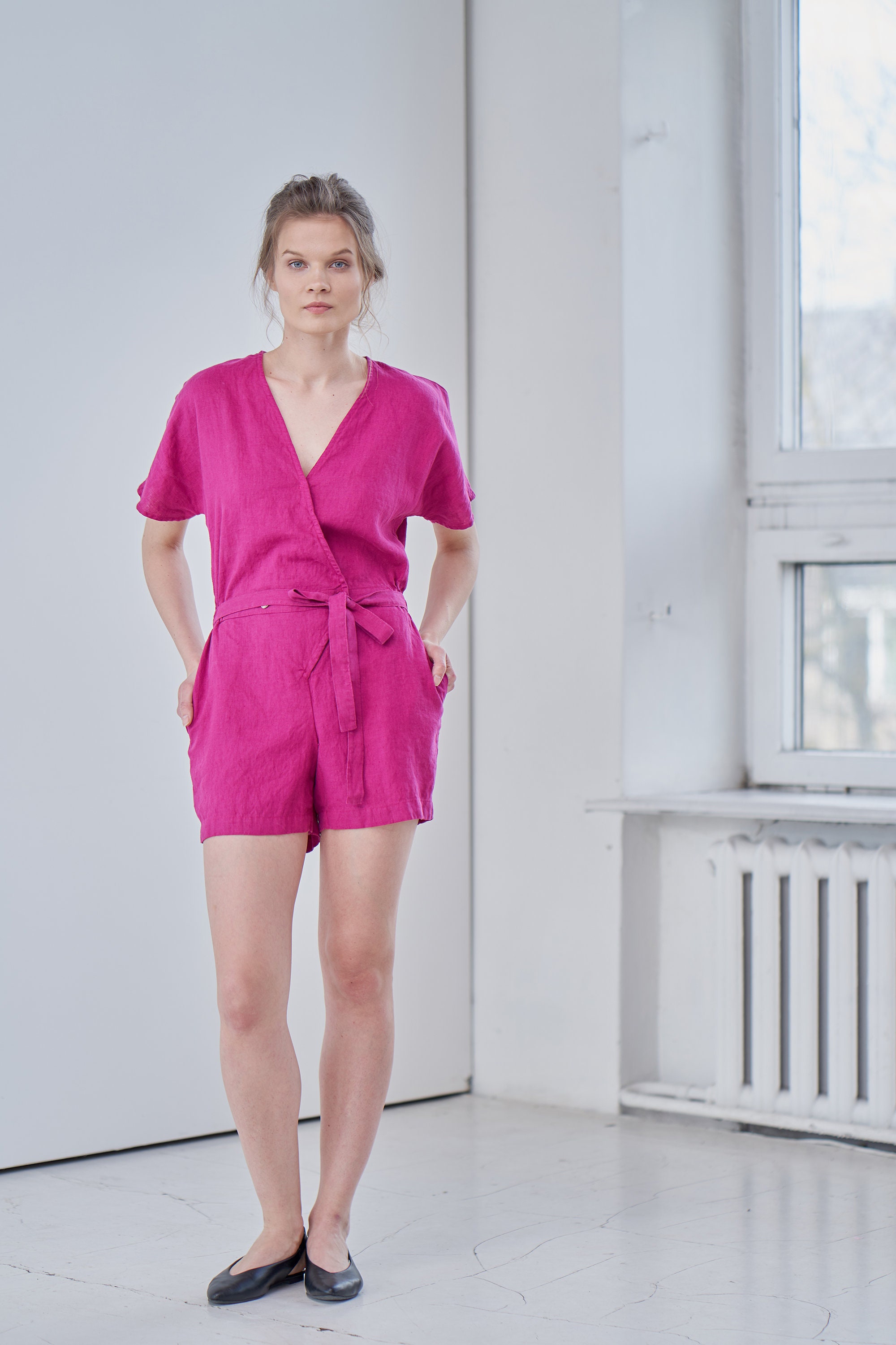 Linen Wrap Jumpsuit Linen Kimono Style 