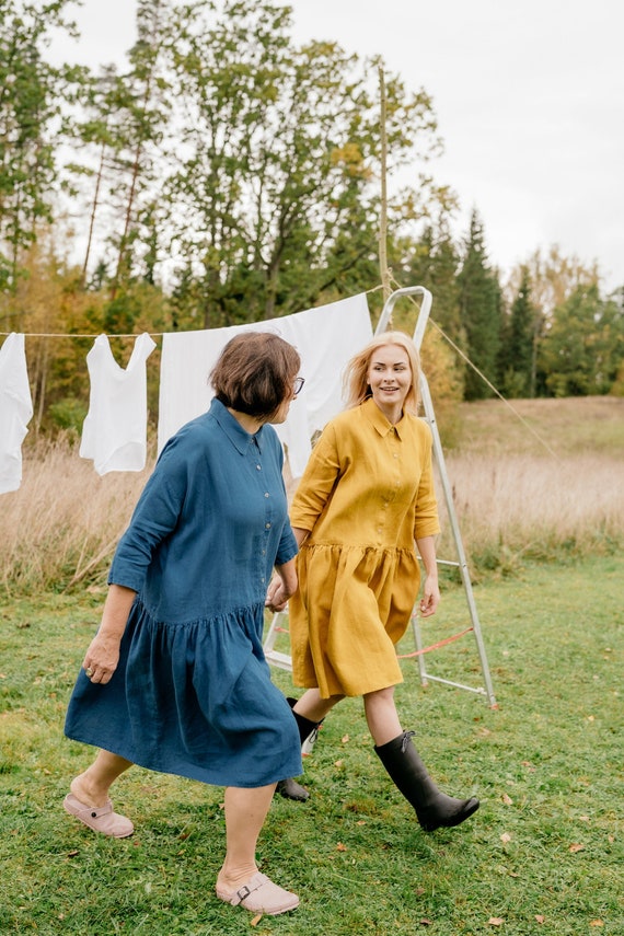 Oversize Linen Smock Dress, Loose Fit Button up With Pockets - Etsy