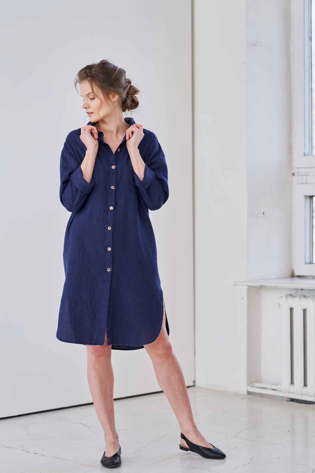 OVERSIZE LINEN SHIRT DRESS