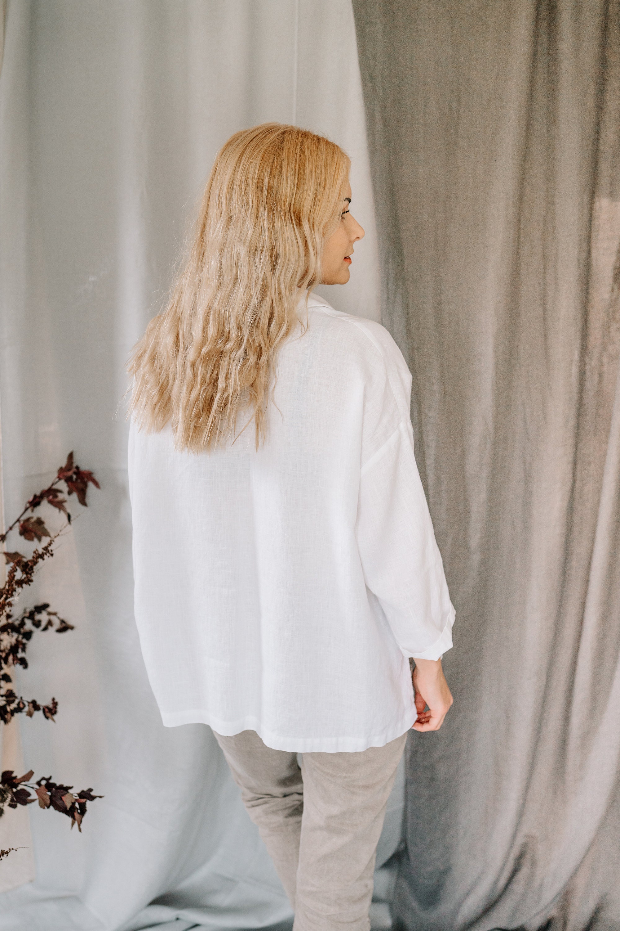 Linen Shirt Women, Linen Button Down Shirt, White Linen Button Blouse ...