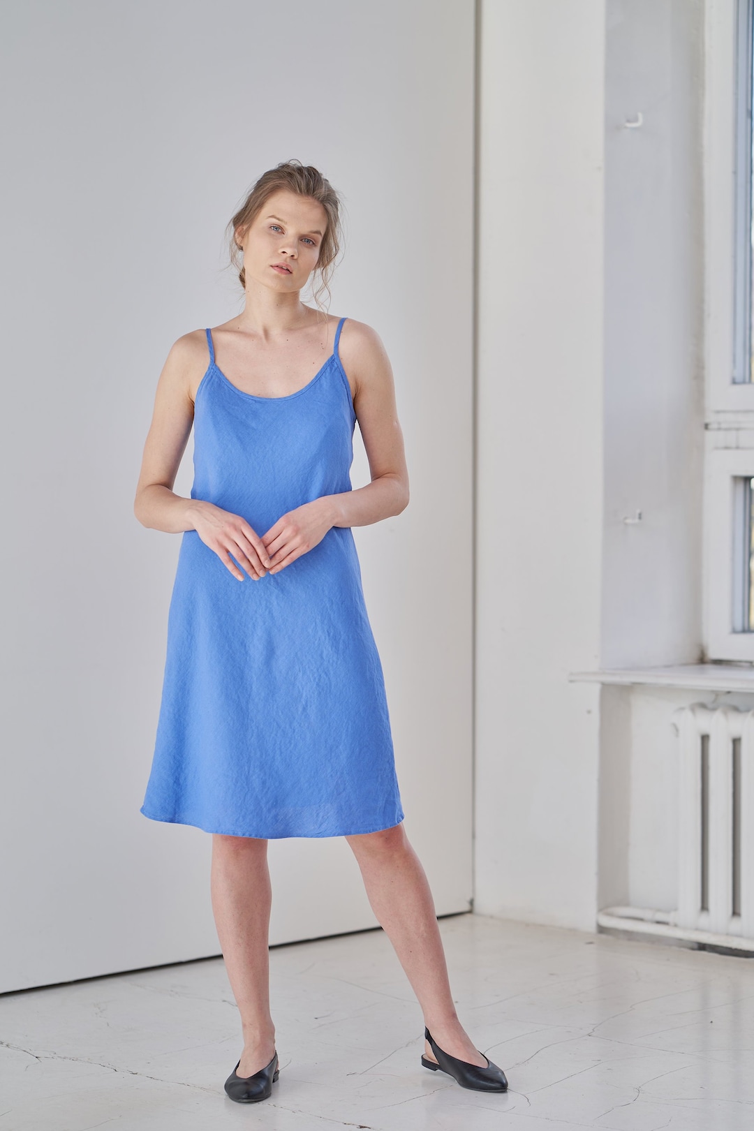 Linen Slip Dress Linen Strap Dress Dress With Adjustable Etsy