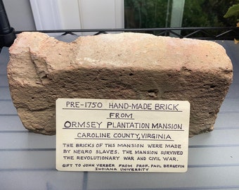 Antique 1716 Historique Ormesby Plantation Minea Station Caroline County Virginia Relic House Brick Documenté