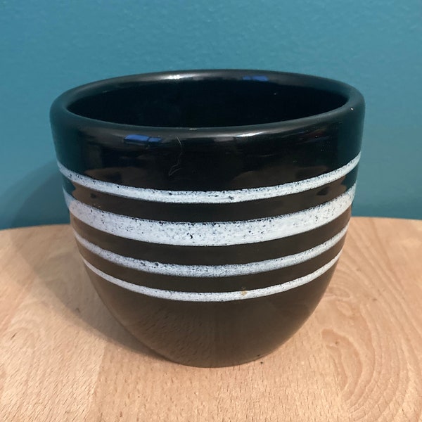 Aldo Londi Rosenthal Netter Black and White Stripe Pottery Vase Mid Century Modern MCM Italy Bitossi Era 236/14 Vintage Decor Gift