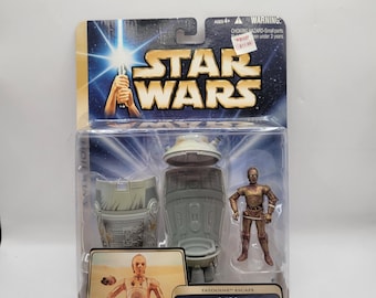 Hasbro 2003 Brand New Vintage Star Wars A New Hope C-3PO Tatooine Escape with Escape Pod Action Figure Toy